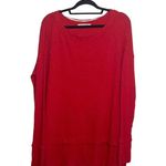 We The Free FP North Shore Top Oversized Red Waffle Knit Tunic Photo 2