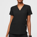 FIGS Casma Three-Pocket Scrub Top black Short Sleeve scrub size xl large Photo 0