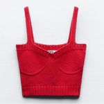 ZARA KNIT CROP TOP BRALETTE RED SIZE S NEW Photo 2