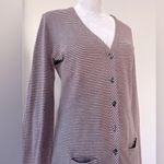 Lacoste Vintage 00s Brown & White Stripe Lightweight V-Neck Button Down Cardigan Photo 4