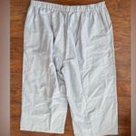 Tamsy Cotton Wide Leg Cropped Pants Light Blue Relaxed Pull On Comfy NWT 1X Photo 1