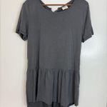 Mote, gray, drop waist, tunic top, short sleeve, lace up back M Gray Size M Photo 0
