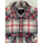American Eagle  Outfitters Women's Boyfriend Fit Tops Plaid Pearl Button Up XS Photo 4