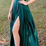 Satin Green Prom Dress Size 0 Photo 0