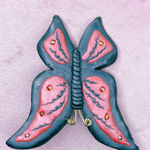 691. Terra Cotta and Black Butterfly Brooch Insect Clay Photo 0