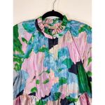 Stine Goya Womens Dress Blue Jasmine Floral Mini Satin Tiered A Line Boho Small Photo 7