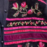 Vintage Black and Red Floral Embroidered Cardigan beaded size large? Photo 1