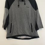 Reebok Dark Gray Black Colorblock 3/4 Sleeve Pullover Hoodie Sweatshirt ALTERED Photo 2