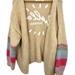 Saltwater Luxe Hello Sunshine Knit Oversized Cardigan Beige Striped Women's XL Photo 0