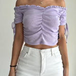 Almost Famous NWT ruched off the shoulder crop top Photo 0