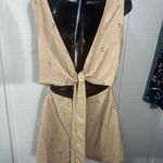 Avec Les Filles ' Tan Sleeveless Faux Leather Romper Size Large NWT Photo 5