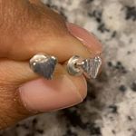 Mini Heart Earrings Dipped In White Gold! So Cute And dainty! Brand new! Silver Photo 0