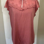 Daisy Fuentes  Pink Eyelet Flutter Sleeve Blouse Photo 0