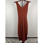 ZARA Rust Sienna Orange Ribbed Tie Front Knit V Neck Sweater Dress Size S Photo 6