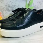 Linea Paolo Platform Wedge Sneaker Shoe with Laces; Black Leather; Size 9.5 Photo 2