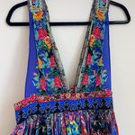 Camilla Blue floral Pretty Procession V neck silk mini dress L Photo 8