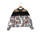 NBD NWT  Floral Lace Illusion Neck Long Sleeve Blouse Top Women Size S Photo 1