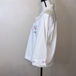 Christopher & Banks  white embroidered beach summer 3/4 sleeve button down shirt Photo 5