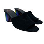 YRU Rainbow Road Slide Sandal Heels Black Suede Size US 9 Photo 1