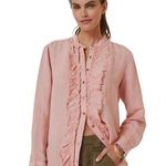Anthropologie x Pilcro - Ruffled Placket Button Down Western Blouse Shirt Sz S Photo 0