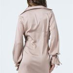 Princess Polly Size 6 Tie-front Shirt Mini Dress Silky Beige Baddie Photo 3