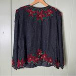 Laurence Kazar  2x Silk Sequin‎ Beaded Poinsettia Christmas Jacket Vintage Photo 2