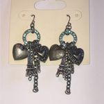 Disney Aged Silver Tone Blue CZ Hearts Eiffel Tower  Parks Earrings Photo 1