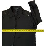 Forever 21 Women Size Medium Button Up Shirt Studded Lightweight Black #14-85E Photo 5
