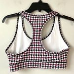 Bandier Center Stage Houndstooth Sports Bra Size M White Black Red Racerback Photo 3