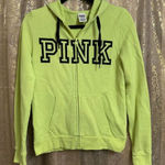 PINK - Victoria's Secret  Lime Green Logo Full Zip Sweater Small Photo 0