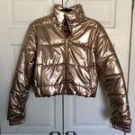 Bronze Gold Crop Puffer Jacket Size L Size L Photo 0