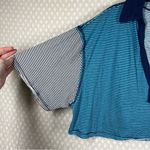 Free People  We‎ The Free Blue Striped On A Boat Crop Polo Top Photo 3