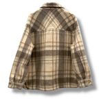 ZARA  Plaid Shirt Jacket Women’s‎ Size Large Cream Tan Gray Long Sleeve Collared Photo 4