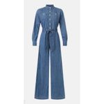 Lauren Ralph Lauren Criselda Denim Jumpsuit Size 10 Blue Photo 3