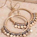 Open Circle Bead Accent Hematite Earrings Gold Photo 0