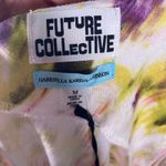 Future Collective One Shoulder Maxi Dress M Watercolor Print Linen Blend‎ Yellow Size M Photo 1