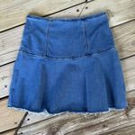 Free People We The Free Highlands Blue Denim Short Flare Skirt Size 2 Photo 2