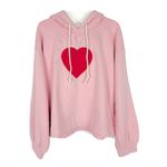 Loft NWT  Heart Relaxed Fit Terry Hoodie Sweatshirt Pink Size XL NEW Photo 1