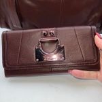B Makowsky Leather Satchel Handbag and Wallet Set Brown Rose Gold Hardware Photo 9