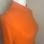 Free People Pumpkin Spice Orange Fall Mock Neck Ribbed Long Sleeve Top Photo 2