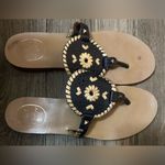 Jack Rogers  Georgica Gold and Navy leather Sandals size 6 Photo 1