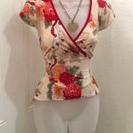 RARE Y2K Romantic Fairy Goth Asymmetrical Handkerchief Hem Shirt Top Blouse Floral Vintage V Photo 2