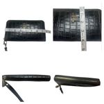 London Fog  Collection Black Adalia Croco Zip Around Wristlet Wallet NWT Photo 5