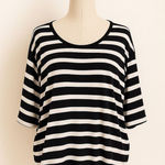 Divided  by H&M Black & White Striped Oversized Top | Size M Photo 0