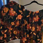 IMAN Dark Green and Orange Floral Pajama Set Size Petite Large Photo 9