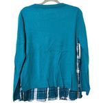 NEW YORK & COMPANY size large pullover long sleeve sweater plaid slit sides NWT Blue Photo 8