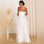 Phenomenal Passion White Tulle Pleated Strapless Maxi Dress Large Photo 2