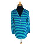Lilly Pulitzer Green and Blue Striped Blouse 100% silk size XS Photo 2