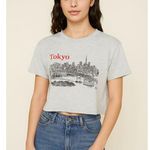 Forever 21  Tokyo Graphic Tee Cropped Fit Gray S NWT Photo 0