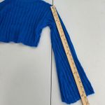 Royal Blue Ribbed Mock Neck Cropped Sweater Bell Sleeve Buffalo Bills WomenSmall Photo 9